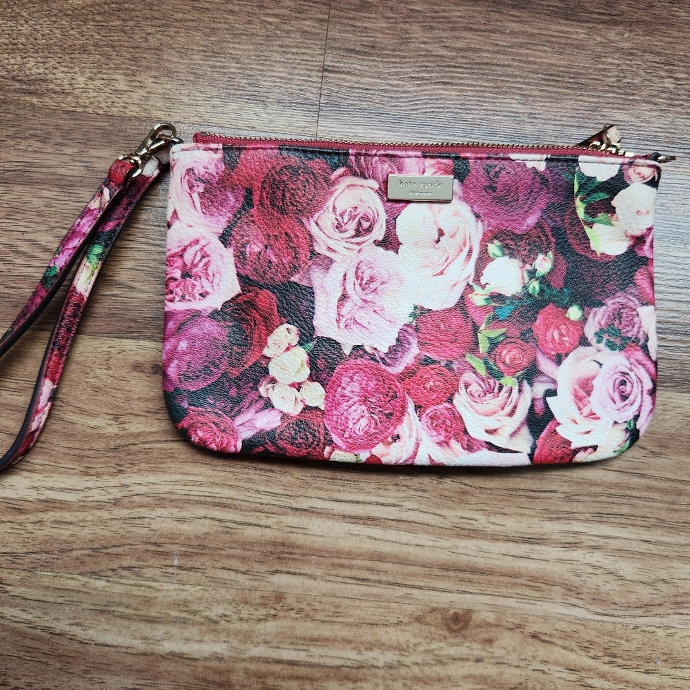 Kate Spade Floral Pink Wristlet Clutch